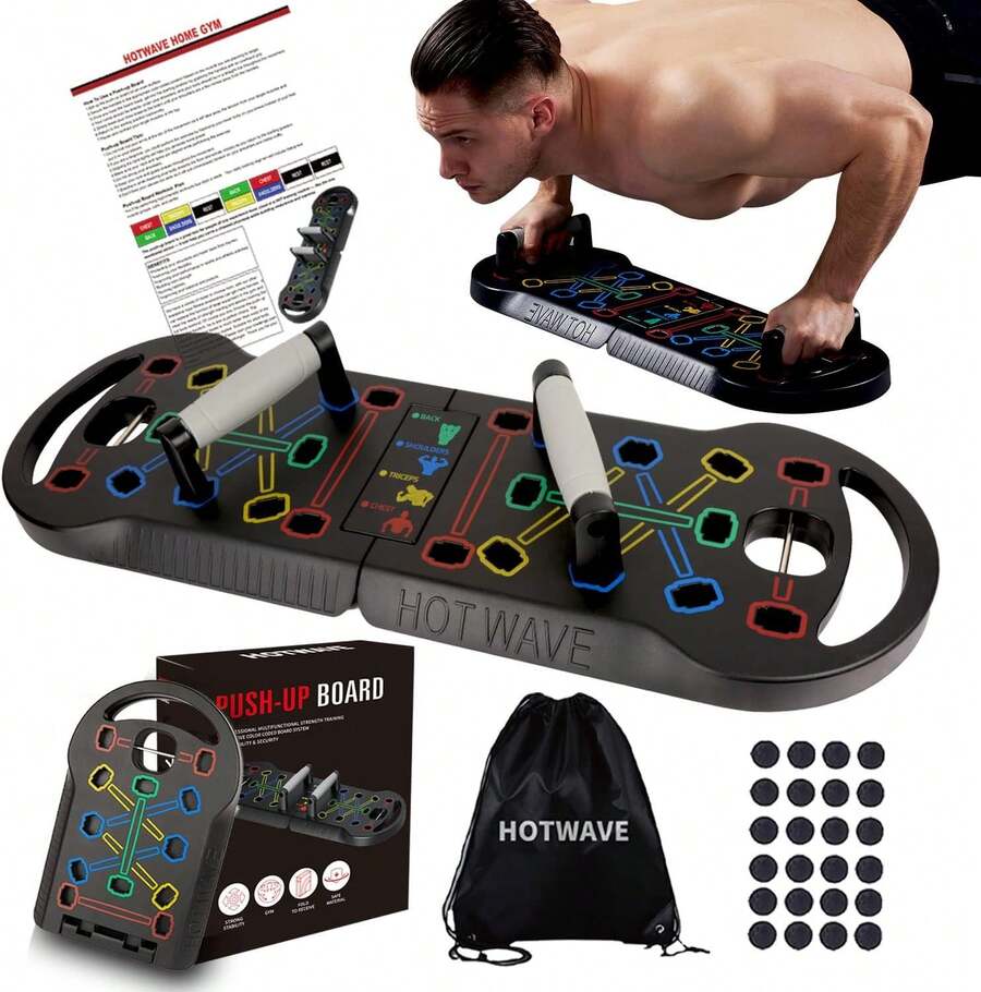 Tabla de flexiones 20 en 1, portátil y plegable, barra de flexiones para gimnasio en casa, manijas para flexiones en el suelo Equipo profesional de entrenamiento de fuerza para hombre y - a - Ver 1