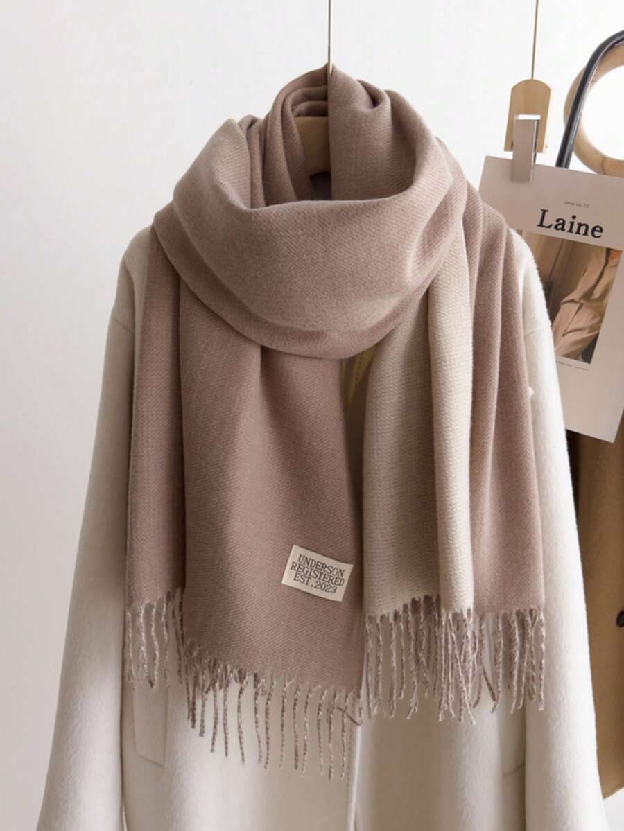 1 pièce Nouvelle écharpe réversible de couleur unie, épaisse et chaude, style coréen, convient aux étudiants et aux couples, hiver