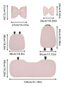 一套四季通用汽车座椅垫套，柔软毛绒可爱少女风粉色汽车座椅垫，格子图案舒适汽车座椅垫 - 粉色 - 查看 11