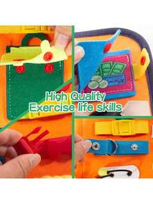 Montessori Activity Board, Develops Fine Motor Skills & Sensory Development, Perfect Toy For Airplane & Car Travel, Great Gift For Kids (Some Parts Are Sent Randomly) Sensory For Kids, Baby Airplane, Baby Stocking Stuffers, Baby Toys In Car, Toddler Sensory, Baby Activity Book - Multicolor - View 4