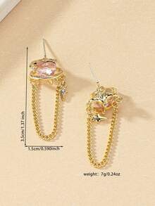 一对心形水晶链吊坠耳环 - 彩色 - 查看 5