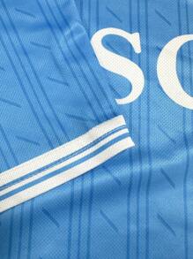 Maglia da calcio stile Napoli personalizzata da uomo, con nome e numero personalizzati, comoda felpa sportiva a girocollo, adatta per allenamento di calcio, uso casual e come regalo, con stampa grafica - Blu - Visualizzare 8