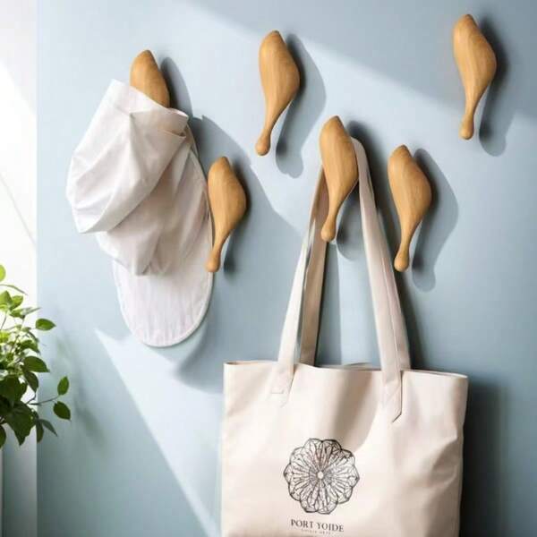 1 pieza Percha con forma de pájaro de grano de madera - Decoración de pared de pájaro creativa de resina premium para colgar ropa, toallas, bolsos, adecuada para el hogar, la sala de estar, el dormitorio