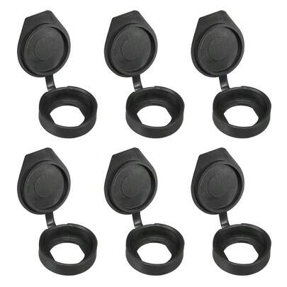 PATIKIL 22mm Door Lock Dust Cover, 6 Pack PE Plastic Waterproof Keys Panel Cam Lock Dust Cover Caps For 22mm Cam Lock, Black-341049