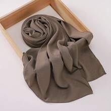 1pc Women Solid Color Crinkled Everyday Hijab, Opaque Headscarf For Dress - Multicolor - View 13