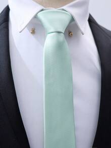 1pc Men Solid Color Tie, Mint Green Simple High-End Tie, Suitable For Business Attire, Suitable For Wedding Parties And Groom Tie Sets Men Necktie