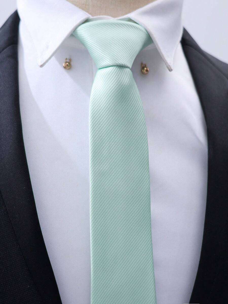 1pc Men Solid Color Tie, Mint Green Simple High-End Tie, Suitable For Business Attire, Suitable For Wedding Parties And Groom Tie Sets Men Necktie
