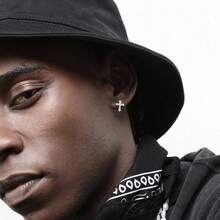 Full Diamond Cross Stud Earrings Men's Hip-Hop Women's Same Micro-Inlaid  Versatile Earrings Design Sense  Single Men - khuyên tai chéo nam - Xem 4