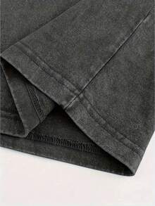 1 Piece, 230g Washed, Quirky Cat T-Shirt, Smoking Cat, Daily Wear, Spring Summer Fashion Comfortable Printed Crew Neck Top, Loose Casual Unisex Style, Machine Washable, Holiday Gift, Women's Washed Cotton T-Shirt, Women's Washed Cotton T-Shirt - 黑色 - 查看 5