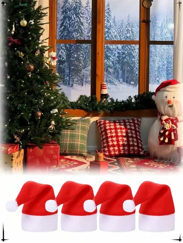 1 Stück/10 Stück/20 Stück Weihnachtsdekoration Vlies Weihnachtsmützen, Weihnachtsmützen Besteckset, Weihnachtliche Weinflaschen Abdeckungen Heim- und Raumdekoration Winter