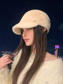 1 件女士蓬松棒球帽，宽边保暖渔夫帽，百搭休闲装，适合户外和日常使用，秋冬