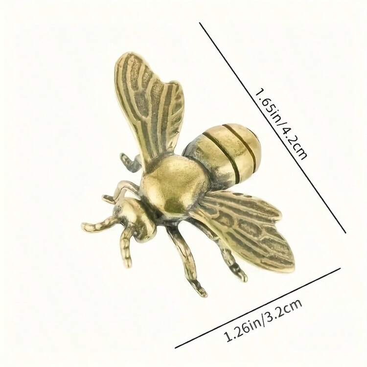 1 Bronze Bee Statue Decoration, Metal Insect Ornament, Home And Office Desk Decoration - 1pc - 查看 6