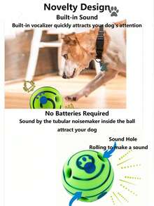 猫狗宠物声音球玩具宠物互动智力训练球玩具趣味摇晃咯咯球狗玩具缓解焦虑训练清洁牙齿内置发声宠物球玩具适用于室内和室外狗咀嚼玩耍和触摸训练用品三种尺寸的声音球玩具适用于大型犬和中型犬小型犬绿色 - 綠色 - 查看 5