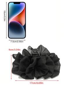 1个女士17厘米/6.69英寸时尚大蝴蝶结装饰发夹，优雅发饰，适合上学、日常生活、秋冬季、度假、夏季海滩等场合。 - 黑色 - 查看 6