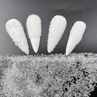 HUETFAT 8800Pcs Claro Pixie Uñas Cristales Rhinestones-1.2Mm Micro Gemas Glitter Perlas para Uñas-Nail Diamantes Piedra Shine-Sugar Cristal Cristales Tiny Jewels Bling Charms para