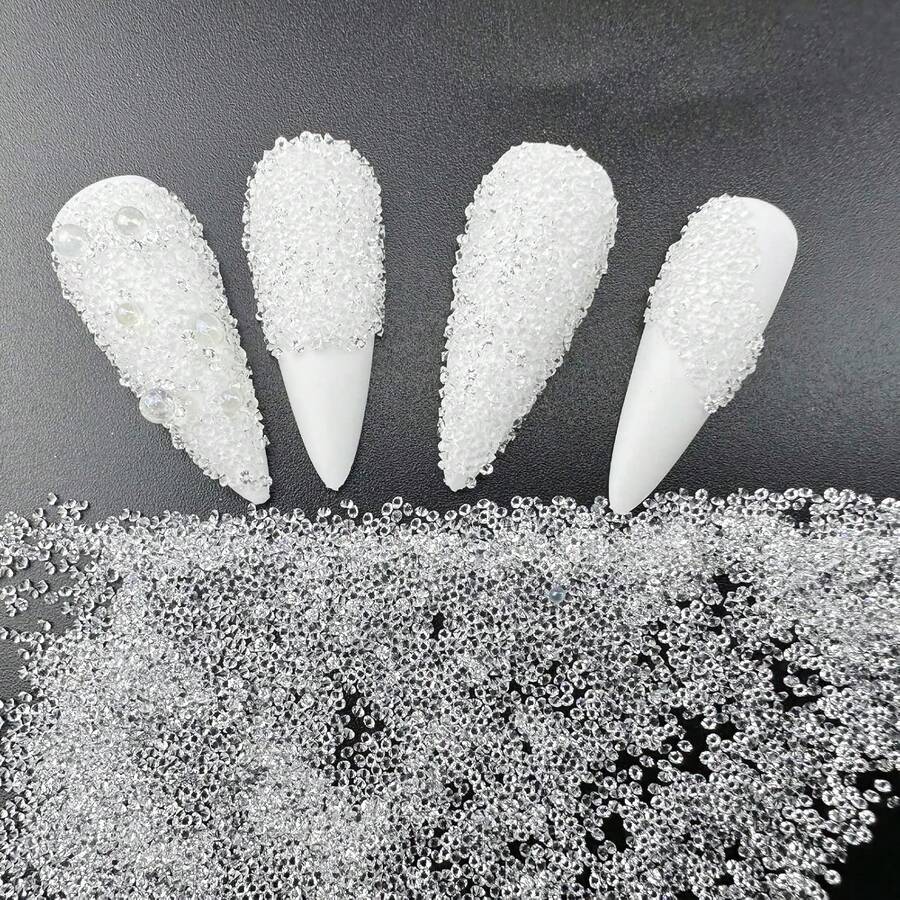 HUETFAT 8800Pcs Claro Pixie Uñas Cristales Rhinestones-1.2Mm Micro Gemas Glitter Perlas para Uñas-Nail Diamantes Piedra Shine-Sugar Cristal Cristales Tiny Jewels Bling Charms para - 1 - Ver 1