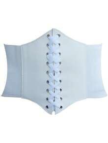 1 件女士刺绣松紧腰带，纯色宽腰带万圣节服装