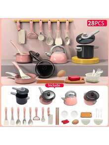 Kids Kitchen Playhouse Toy, Toys For Boys, Fruits & Vegetables, Cute Toys For Girls, Simulated Induction Cooktop, Cooking Utensils, Pressure Cooker (This Is A Miniature House Toy, Relatively Smaller Compared To Real Objects) - Multicolor - View 3