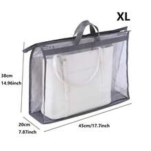 1pc Hanging Garment Bag Wardrobe PVC Storage Bag Transparent Dust-Proof Moisture-Proof Breathable Hanging Bag Leather Bag Protector Multifunctional Transparent 3D Bag Dust Cover Bag Organizer - Grey - View 11