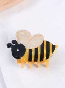1/2 piezas Pinzas para el cabello con diseño lindo de abeja y animal para adolescentes, pinzas para el cabello de dibujos animados, pinzas para el cabello de acetato - Amarillo - Ver 6