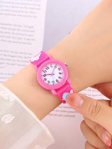 1pc Cartoon Children's Resin Quartz Watch, Butterfly Pattern, Wholesale For Elementary Students - Pink - View 5