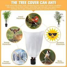 5pcs Thick Plant Frost Protection Cover, Drawstring Non-Woven Fabric Winter Plant Anti-Freeze Cover - Multicolor - View 3
