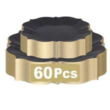 60pcs Golden Foil Disposable Paper Plates For Party/Wedding/Anniversary 30 Lunch Plates And 30 Dessert/Salad Plates,It Is Suitable For Festivals Such As Christmas And Halloween - Black - View 9