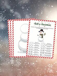 10pcs Roll A Snowman Dice Game Cards - Double-Sided Winter Party Game, Family Christmas Drawing Activity, Festive Group Game Set For All Ages, And Interactive Snowman Creation Cards - Multicolor - View 5