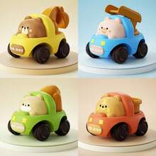 1pc Cute Inertial Construction Excavator Sliding Animal Car Toy Combination, Toy, Game, Inertial Driven No Battery Smooth Sliding, Adorable Design Integrating Construction Vehicle And Animal Elements, Compact Durable Portable Desktop Toy - Multicolor - View 10
