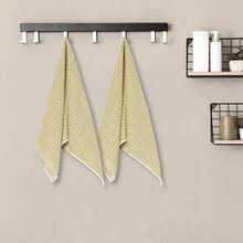 Solid Striped Hand Towels-2 Pack, Soft Absorbent Hotel Spa Bathroom Towel - 卡其色 - 查看 6