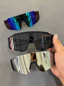 Large Frame Sports Fashion Glasses For Men And Women, Colorful Reflective Fashion Glasses, Suitable For Summer Sun Protection, Beach Vacation, Outdoor Sports, Mountain Climbing Fishing, Cycling, Shopping And Photography Accessories