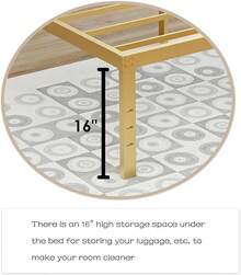 Alazyhome - Marco de cama de metal de 18 pulgadas, tamaño, plataforma resistente, soporte de listones de acero sin ruido, fácil montaje, sin ruido, no requiere somier, color negro - aire - Ver 3