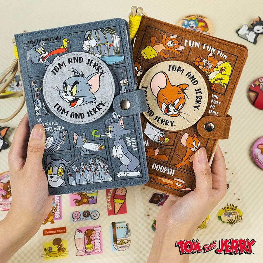 TOM AND JERRY. 1本官方授权卡通人物(例如,尖刺狗等)粘性毛毡封面笔记本,新奇卡通手工礼品,适合粉丝、家人、朋友、上班族和学生。 - A - 查看 1