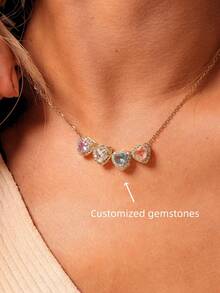 1pc Minimalist Cubic Zirconia Heart DIY Necklace, Customizable Gemstone Necklace, Stainless Steel Initial "MAMA" Pendant Necklace, Ideal Gift For Girlfriend, Mom, Family, Friend, Daughter, Anniversary, Valentine's Day, Mother's Day, Birthday, Graduation, Daily Wear, Wedding, Party