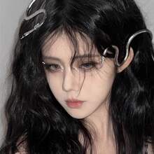 波点万圣节锌合金盘蛇项链，个性开放式设计蛇骨颈链，男女夸张头饰，欧美风格