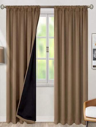 1pc New Composite Coated Fabric Lightweight 99% Blackout Curtain, Ideal For Deep Sleep, Classroom, Farm House Bedroom, Outdoor Gazebo, Water-Resistant