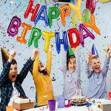 1 套 16 英寸生日快乐铝箔横幅和气球，多色可重复使用派对气球，适合生日派对、周年纪念装饰