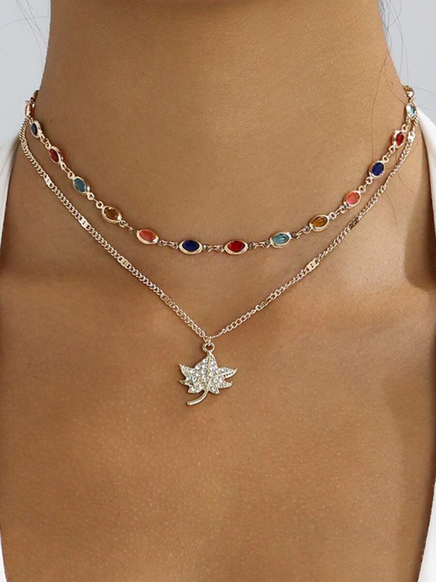 Fashionable Minimalist Colorful Oval Necklace, High-End Bohemian Jewelry