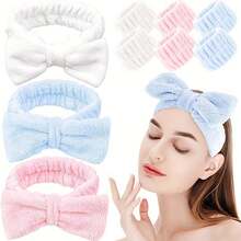 Three-Piece Set For Preventing Wetness While Washing Face, Including Coral Fleece Absorbent Hairband And Wristband, A Tool For Ladies' Washing And Skin Care To Prevent Getting Wet