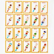 儿童多功能木制逼真厨房烧烤玩具，亲子互动过家家益智玩具/有趣的烧烤过家家游戏，培养孩子的动手能力，木制玩具/多张卡片可匹配或自由创作/非常适合新年、圣诞节家庭烧烤派对、丰收节烧烤、生日、节日礼物