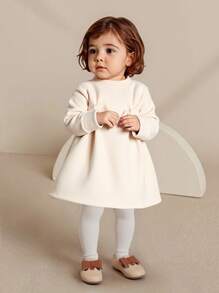 SHEIN Elladie kids 女婴蝴蝶结前立领锁孔后背连衣裙