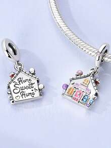 Silver Plated Charm Bow Coffee Machine Love Earphones Grandma Mom Pink Series Beads Charm Pendant Ball Suitable For Bracelets DIY Women's Jewelry - Silver - View 5