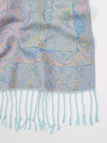 1 Khăn choàng tua rua Jacquard Boho dành cho nữ, khăn choàng dệt Paisley, khăn trùm đầu họa tiết đá Pashmina, dòng màu hồng, nhiều họa tiết thanh lịch, thích hợp làm quà tặng, thích hợp cho các buổi đi chơi hàng ngày vào mùa thu và mùa đông để mặc - Màu xanh nhạt - Xem 6