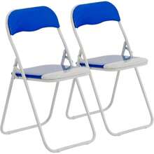 Padded Folding Chair - Easy Store Metal Frame Foldable Desk Chair For Office, Dining, Kitchen - Blue - View 8