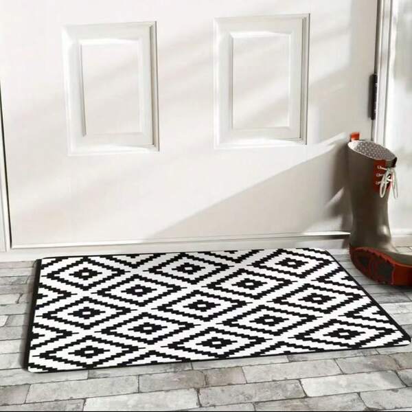 1pc High-End Anti-Slip Bohemian Geometric Print Welcome Mat - Rubber Bottom | Indoor/Outdoor, Multi-Scene Applicable: Entryway, Bathroom, Bedroom, Laundry Room, Patio, Fashionable Boho Style + Modern Geometric Pattern, Elevate Home Decor!