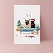 1pc Funny And Unique Christmas Card, Pug Dog Greeting Card, Christmas Card, Merry Pugmas, Suitable For Christmas, Christmas Eve, Holiday Celebration Occasion, Santa Claus Greeting Card, Christmas Gift For Family, Friends, Coworkers, Christmas Card - Multicolor - View 10
