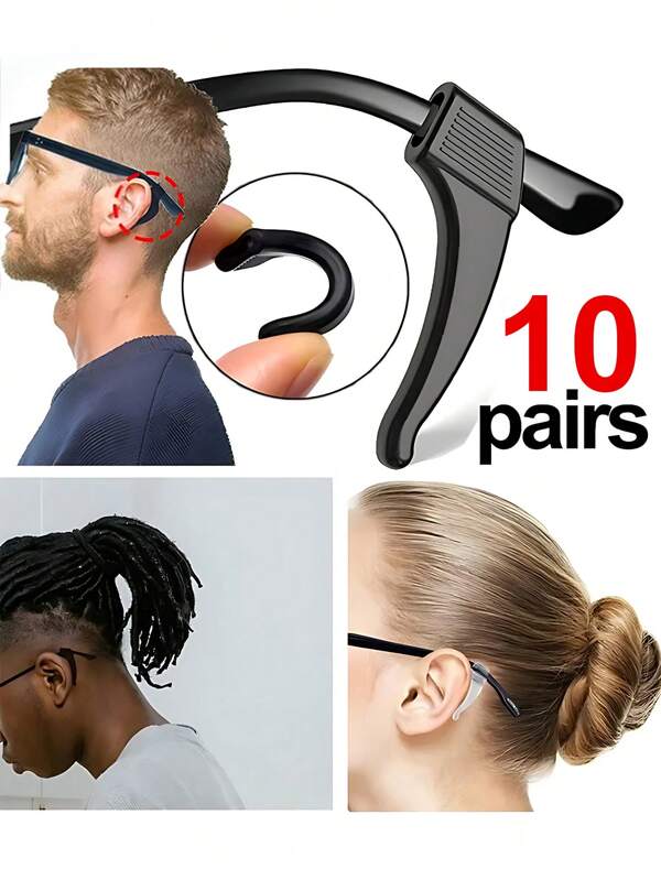 5/10pcs Silicone Ear Hook Anti-Slip Glasses Leg Ear Sleeve Bracket Fastener Sunglasses Accessories Grip Anti-Fall Eyewear Holder Body Care For Travel,Outdoor,Sport,Office,School,Belt,Glasses