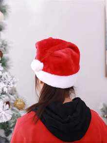1pc New Fashion Christmas Decoration, High-End Christmas Plush Hat, Adult Christmas Hat For Party Costume