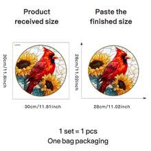 Adesivi decorativi per finestre - Cardinali rossi e motivi floreali, pellicola adesiva per finestre, pellicola decorativa trasparente per privacy per casa, camper, ufficio - Facile da applicare e rimuovere, decorazione resistente alle intemperie, adesivi per finestre, effetto vetro colorato, decalcomania rimovibile, decoratori per la casa, decalcomania a motivo di uccelli, pellicola ad alta trasparenza, adesivi per pareti di camper, adesivo per pareti, decorazione per la stanza