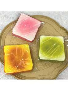 1件装多色面包吐司慢回弹挤压音乐，三明治面包片配牛奶味减压玩具挤压音乐，适合派对减压礼物 - 彩色 - 查看 5